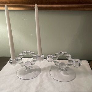 Imperial or Indiana Glass Bubble Double Candle Holder Candlestick Candelabra